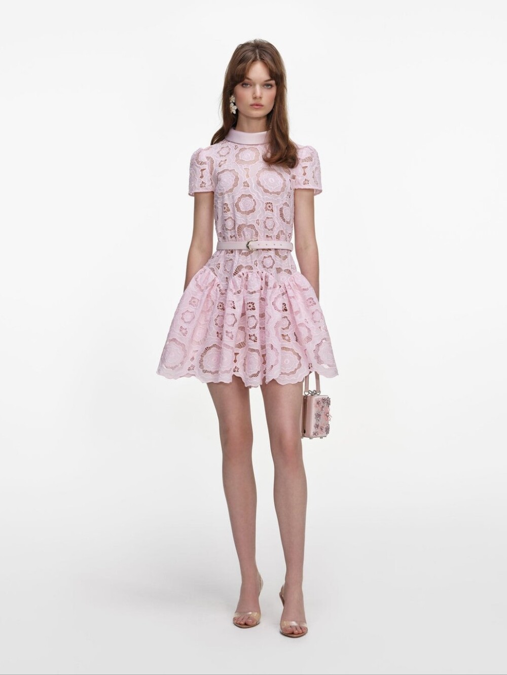 Self Portrait Pink Floral Lace Mini Dress